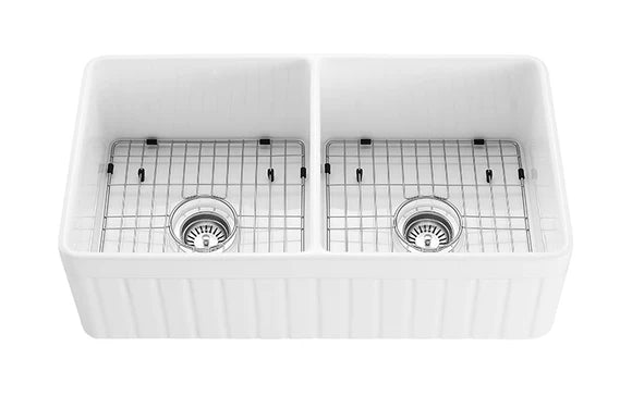 Greenwich Fireclay farmhouse double sinks 838*457*255mm (FCBD828-D-GW/MB)