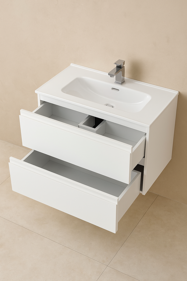 VITO REFINE Wall Hung PVC Cabinet With U Shape Soft Closing Drawers 600-900mm