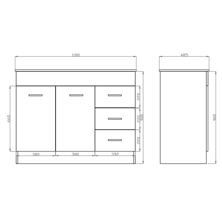 PVC Kitchenette Cabinet (KM1248-Cab) with Stainless Steel Sink (BK446D)1180*485*900mm