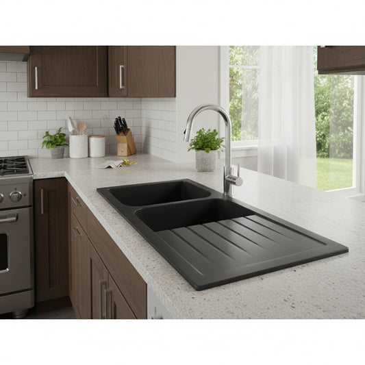 Quartz Top-mount Kitchen Sink 1160*500*225mm (QZ1160D-MB)
